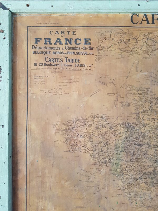 Grande Carte de France vintage encadrée